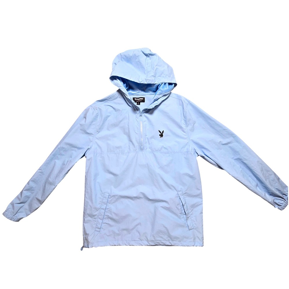 Playboy‎ by PacSun Light Blue Playboy Bunny Anorak Windbreaker Jacket Size M